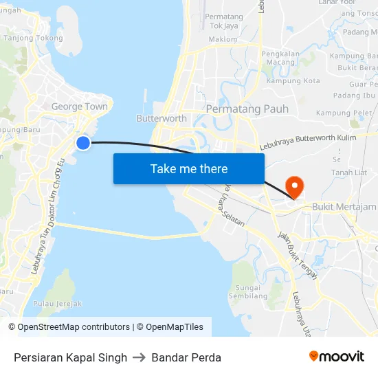 Persiaran Kapal Singh to Bandar Perda map