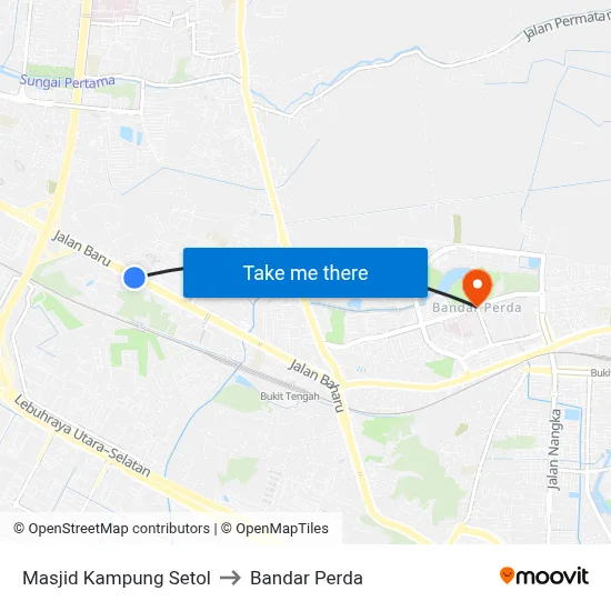 Masjid Kampung Setol to Bandar Perda map