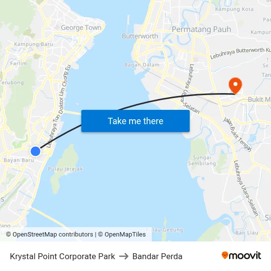 Krystal Point Corporate Park to Bandar Perda map
