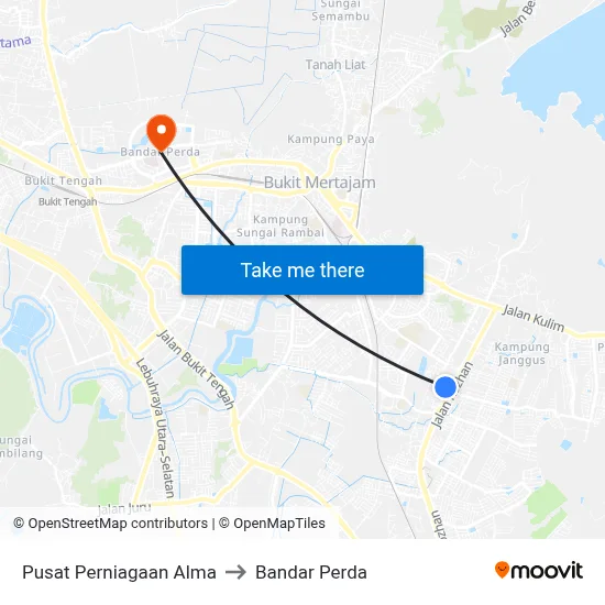 Pusat Perniagaan Alma to Bandar Perda map