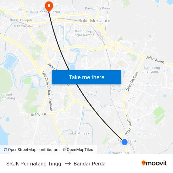 SRJK Permatang Tinggi to Bandar Perda map