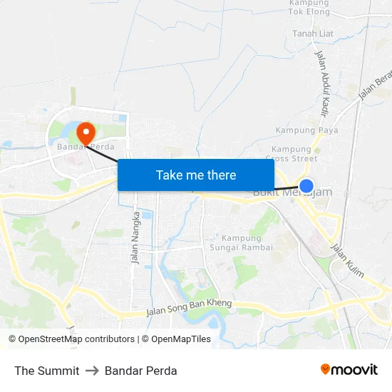 The Summit to Bandar Perda map