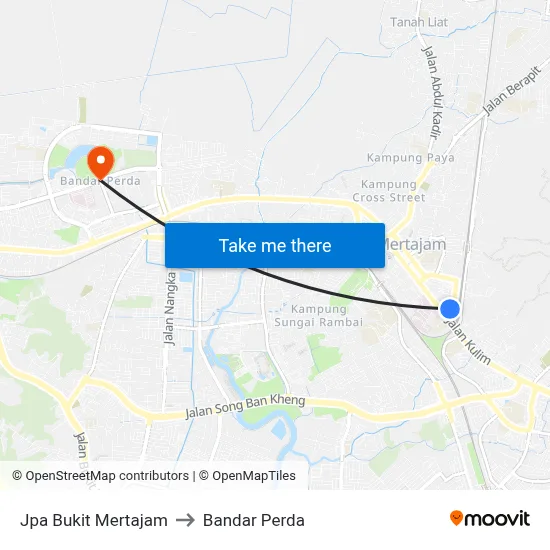 Jpa Bukit Mertajam to Bandar Perda map