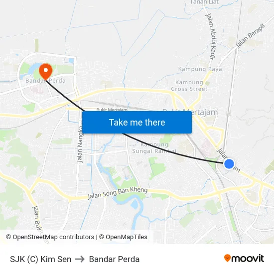 SJK (C) Kim Sen to Bandar Perda map