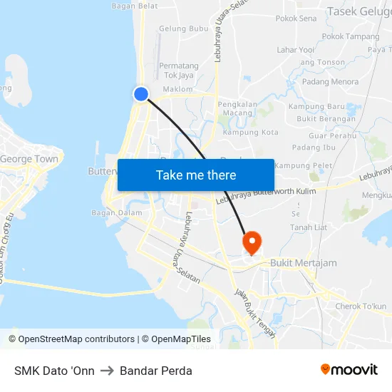 SMK Dato 'Onn to Bandar Perda map