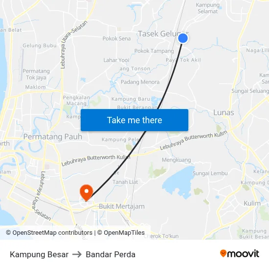 Kampung Besar to Bandar Perda map