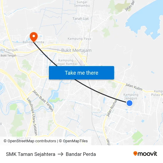SMK Taman Sejahtera to Bandar Perda map