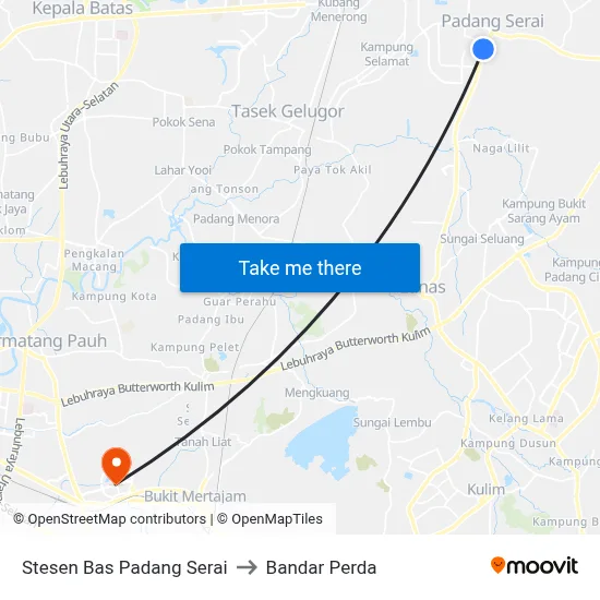 Stesen Bas Padang Serai to Bandar Perda map