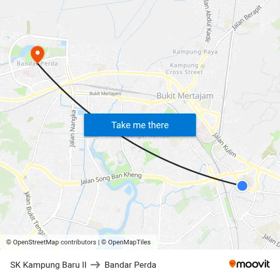 SK Kampung Baru II to Bandar Perda map