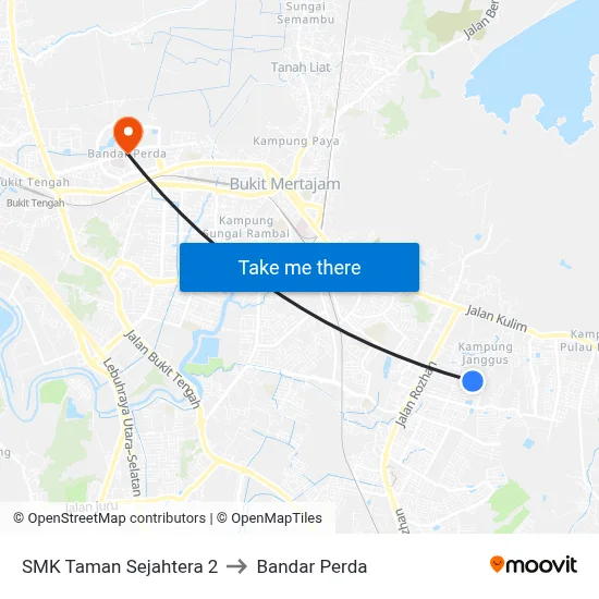 SMK Taman Sejahtera 2 to Bandar Perda map