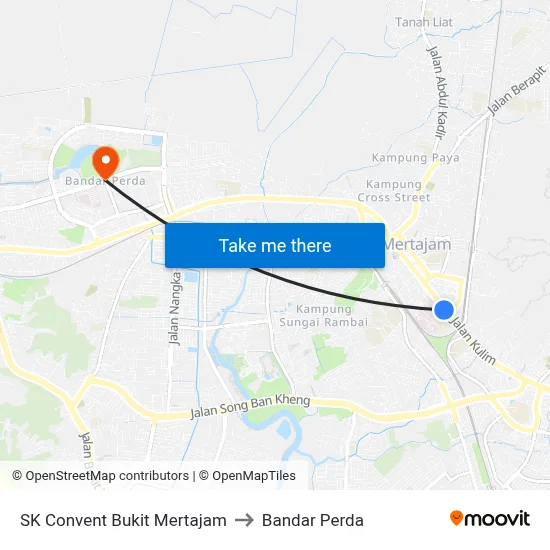 SK Convent Bukit Mertajam to Bandar Perda map