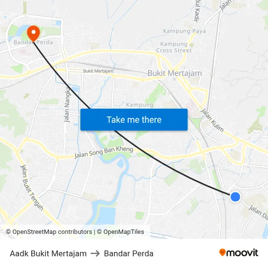 Aadk Bukit Mertajam to Bandar Perda map