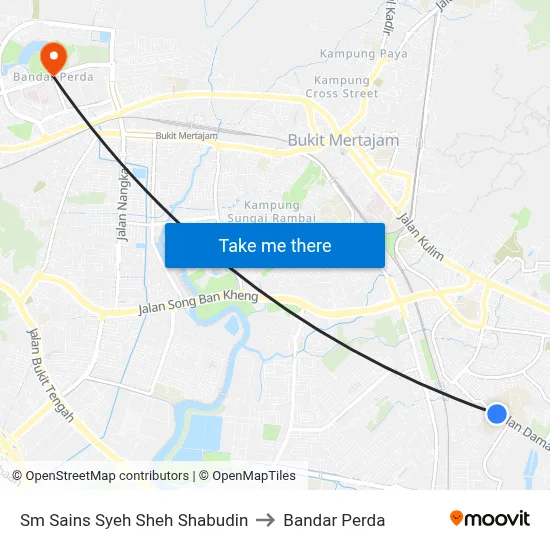 Sm Sains Syeh Sheh Shabudin to Bandar Perda map