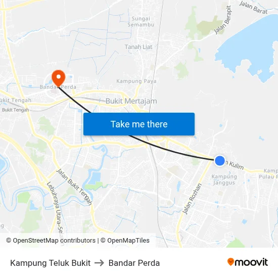 Kampung Teluk Bukit to Bandar Perda map