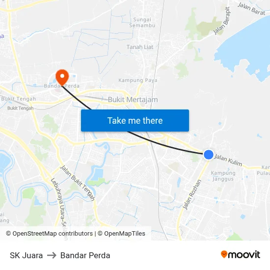 SK Juara to Bandar Perda map