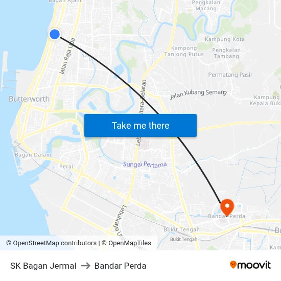 SK Bagan Jermal to Bandar Perda map