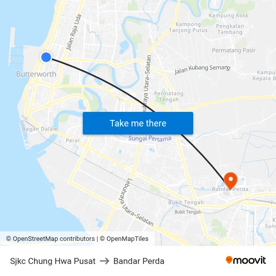 Sjkc Chung Hwa Pusat to Bandar Perda map