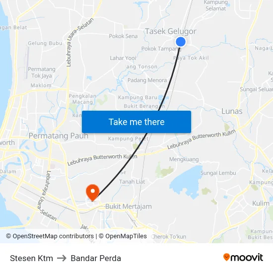 Stesen Ktm to Bandar Perda map