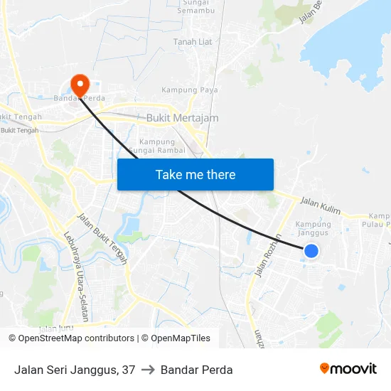 Jalan Seri Janggus, 37 to Bandar Perda map