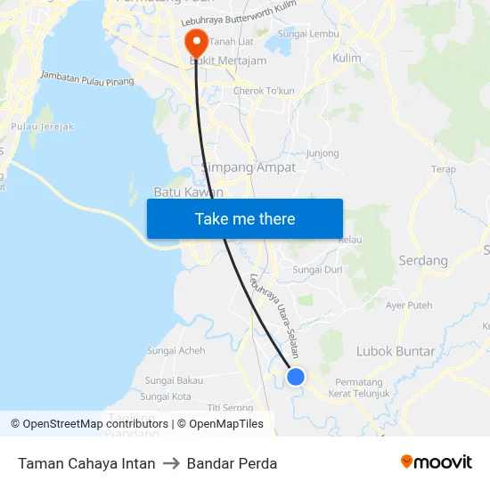 Taman Cahaya Intan to Bandar Perda map