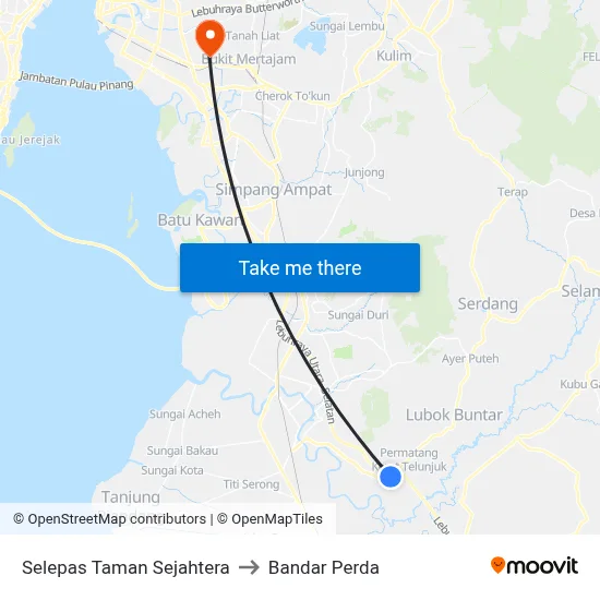 Selepas Taman Sejahtera to Bandar Perda map