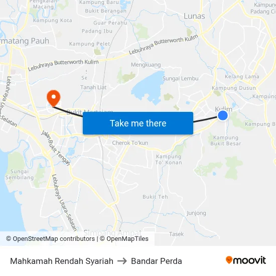 Mahkamah Rendah Syariah to Bandar Perda map