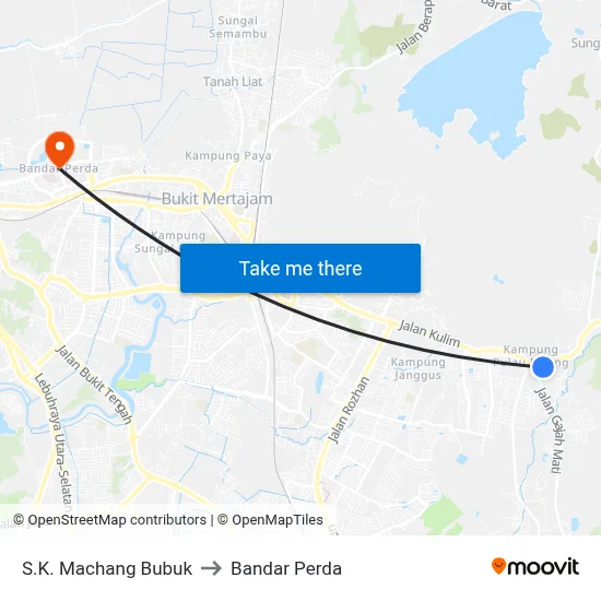 S.K. Machang Bubuk to Bandar Perda map