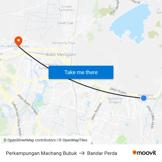 Perkampungan Machang Bubuk to Bandar Perda map