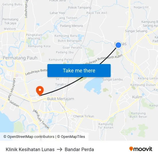 Klinik Kesihatan Lunas to Bandar Perda map