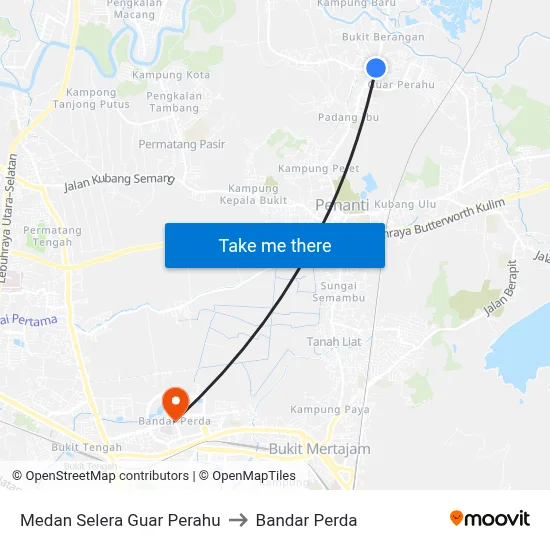 Medan Selera Guar Perahu to Bandar Perda map
