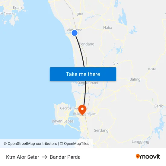Ktm Alor Setar to Bandar Perda map