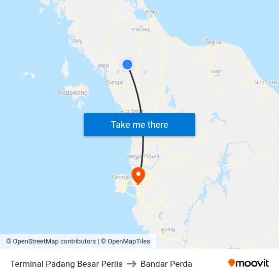 Terminal Padang Besar Perlis to Bandar Perda map