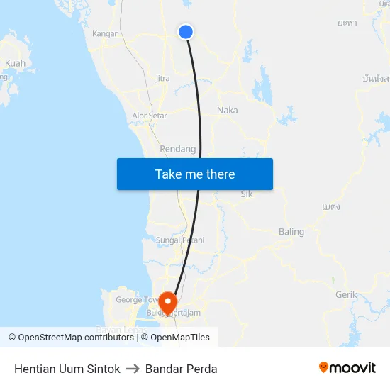 Hentian Uum Sintok to Bandar Perda map