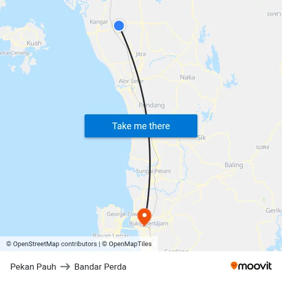 Pekan Pauh to Bandar Perda map