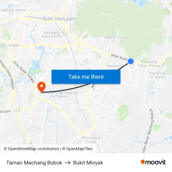 Taman Machang Bubok to Bukit Minyak map