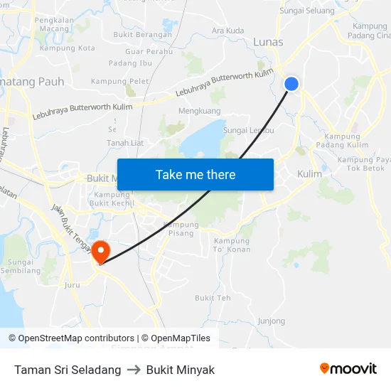 Taman Sri Seladang to Bukit Minyak map