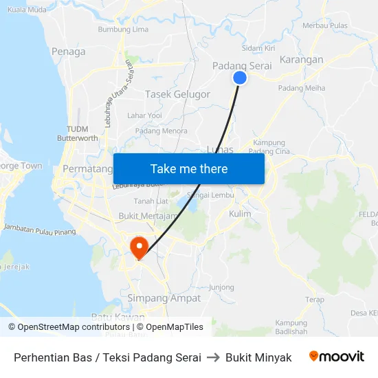 Perhentian Bas / Teksi Padang Serai to Bukit Minyak map
