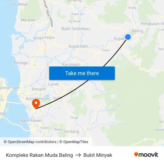 Kompleks Rakan Muda Baling to Bukit Minyak map