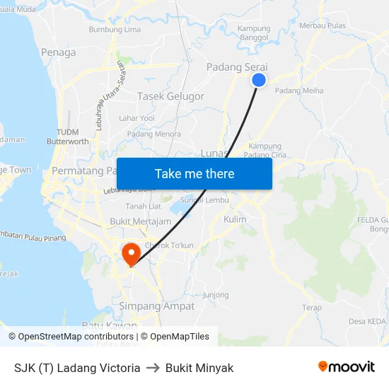 SJK (T) Ladang Victoria to Bukit Minyak map