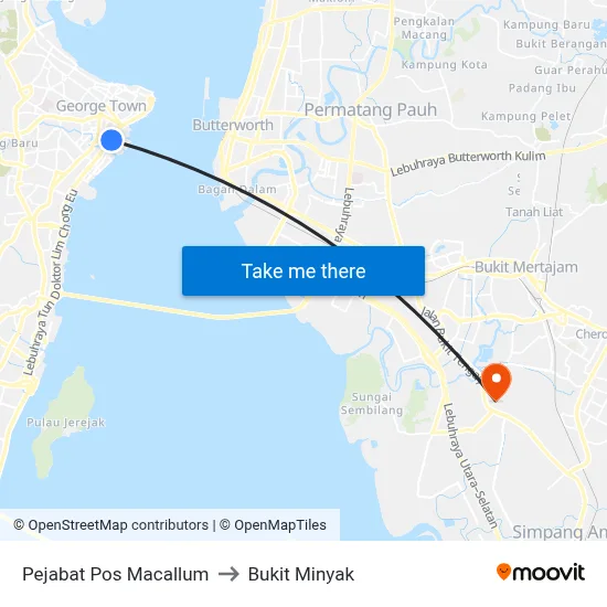 Pejabat Pos Macallum to Bukit Minyak map