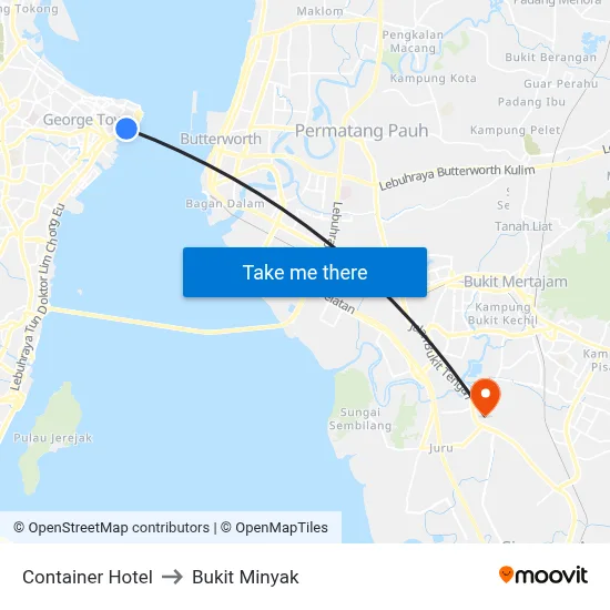 Container Hotel to Bukit Minyak map
