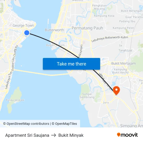Apartment Sri Saujana to Bukit Minyak map