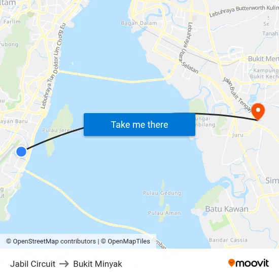 Jabil Circuit to Bukit Minyak map