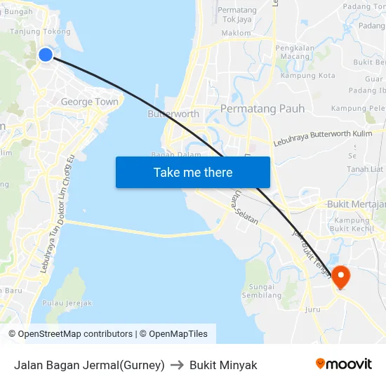 Jalan Bagan Jermal(Gurney) to Bukit Minyak map