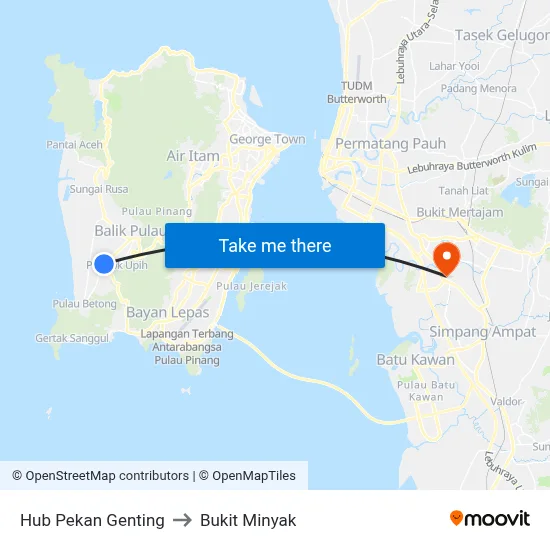 Hub Pekan Genting to Bukit Minyak map