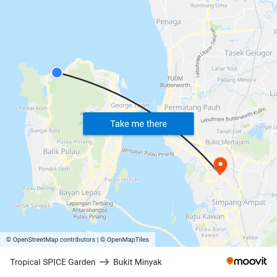Tropical SPICE Garden to Bukit Minyak map