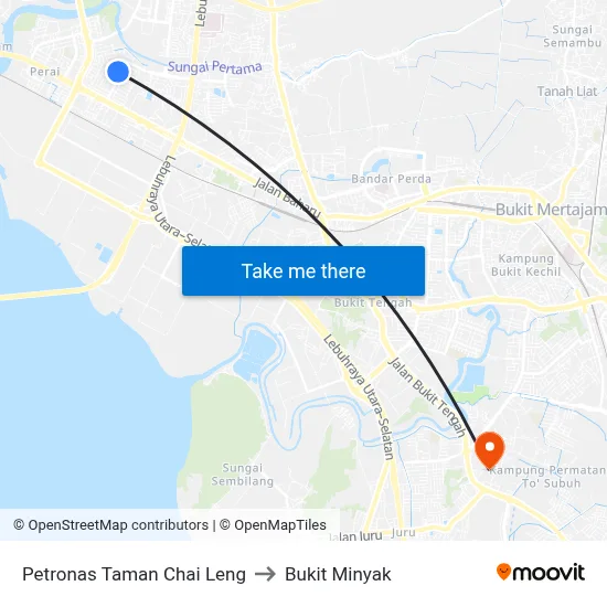 Petronas Taman Chai Leng to Bukit Minyak map