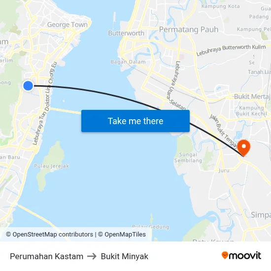 Perumahan Kastam to Bukit Minyak map