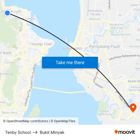Tenby School to Bukit Minyak map
