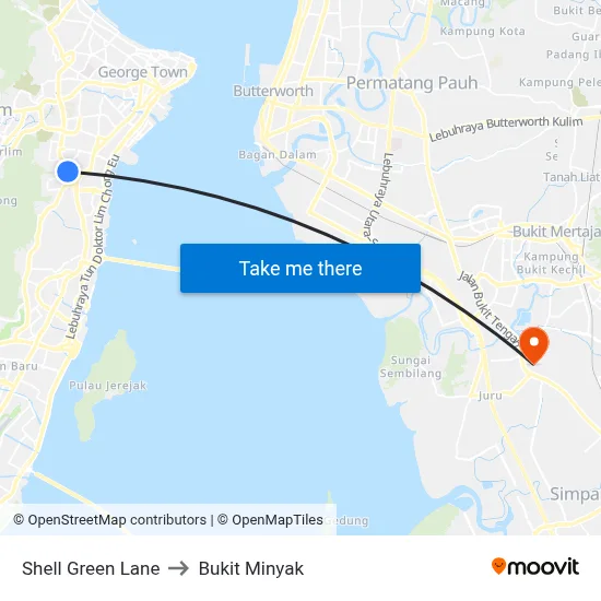 Shell Green Lane to Bukit Minyak map